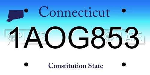 1AOG853 Connecticut License Plate