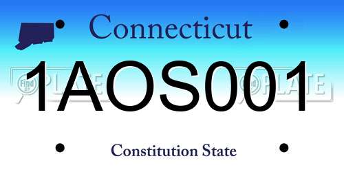 1AOS001 Connecticut License Plate