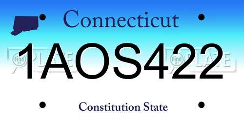 1AOS422 Connecticut License Plate
