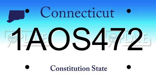 1AOS472 Connecticut License Plate
