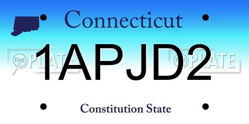 1APJD2 Connecticut License Plate