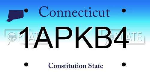 1APKB4 Connecticut License Plate