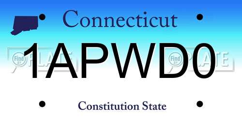 1APWD0 Connecticut License Plate