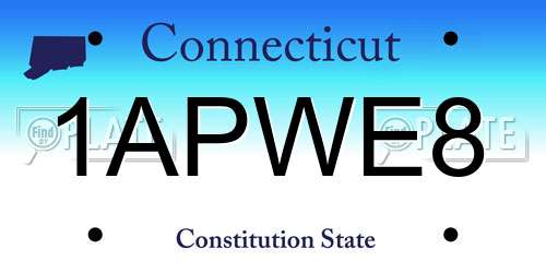 1APWE8 Connecticut License Plate