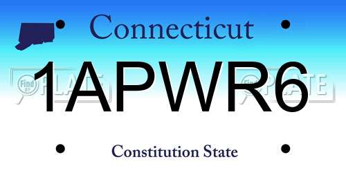 1APWR6 Connecticut License Plate