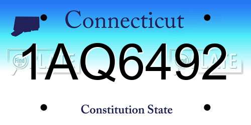 1AQ6492 Connecticut License Plate