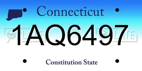 1AQ6497 Connecticut License Plate