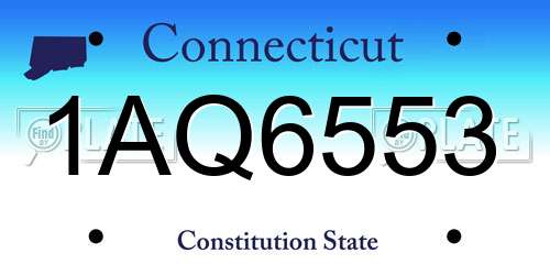 1AQ6553 Connecticut License Plate