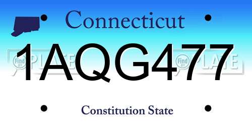 1AQG477 Connecticut License Plate