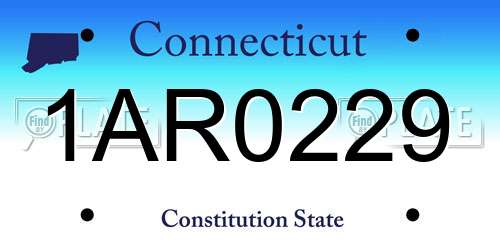 1AR0229 Connecticut License Plate