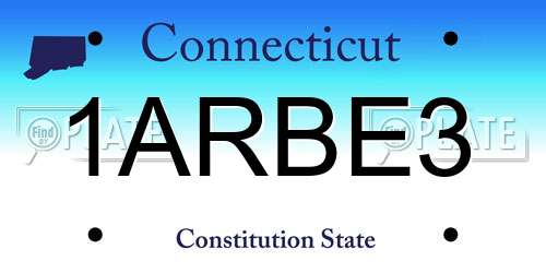 1ARBE3 Connecticut License Plate