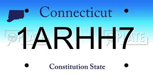 1ARHH7 Connecticut License Plate