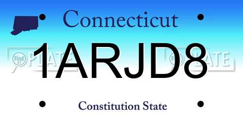 1ARJD8 Connecticut License Plate