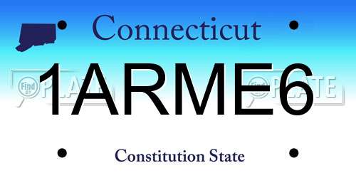 1ARME6 Connecticut License Plate
