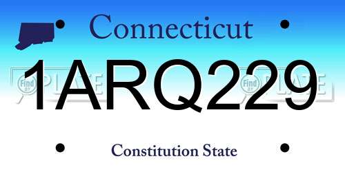 1ARQ229 Connecticut License Plate