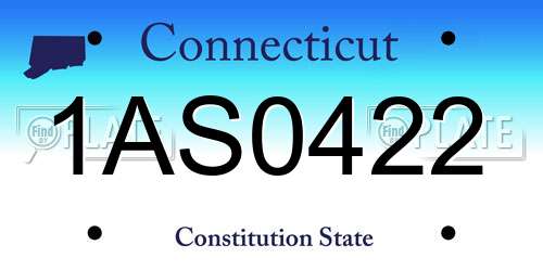 1AS0422 Connecticut License Plate