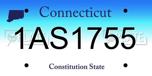 1AS1755 Connecticut License Plate