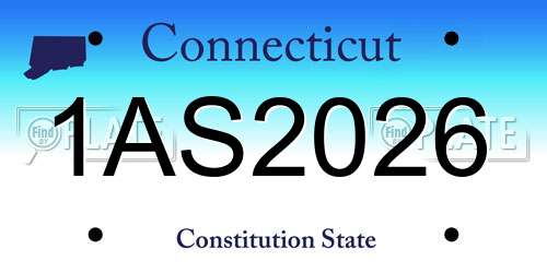 1AS2026 Connecticut License Plate