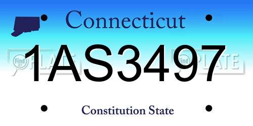 1AS3497 Connecticut License Plate