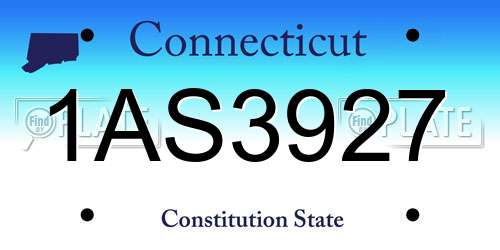 1AS3927 Connecticut License Plate
