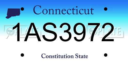 1AS3972 Connecticut License Plate