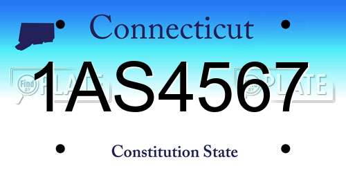 1AS4567 Connecticut License Plate