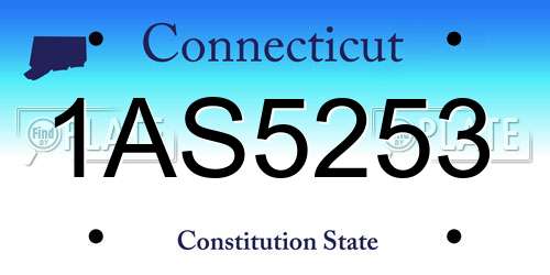 1AS5253 Connecticut License Plate