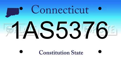 1AS5376 Connecticut License Plate