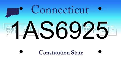 1AS6925 Connecticut License Plate