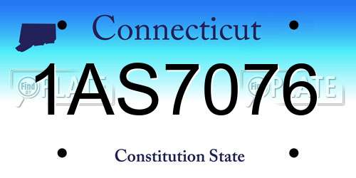 1AS7076 Connecticut License Plate