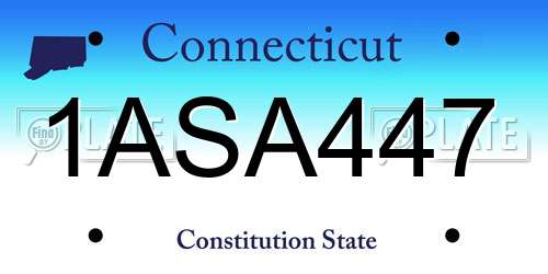 1ASA447 Connecticut License Plate