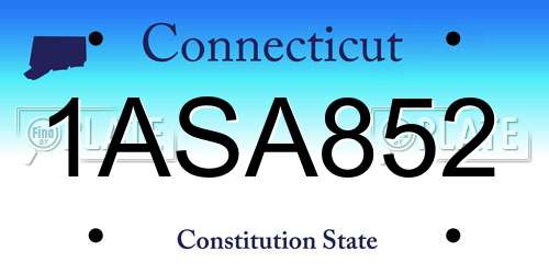 1ASA852 Connecticut License Plate