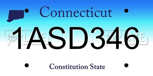 1ASD346 Connecticut License Plate