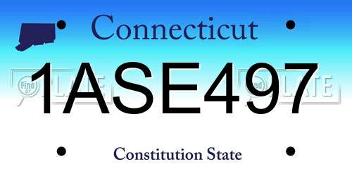 1ASE497 Connecticut License Plate
