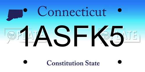 1ASFK5 Connecticut License Plate