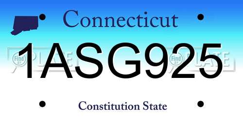 1ASG925 Connecticut License Plate