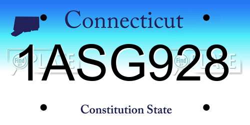 1ASG928 Connecticut License Plate