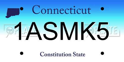 1ASMK5 Connecticut License Plate