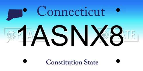 1ASNX8 Connecticut License Plate