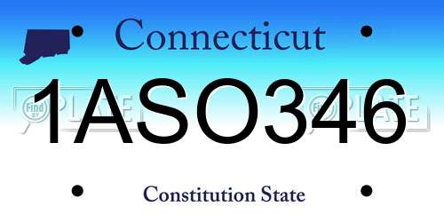 1ASO346 Connecticut License Plate