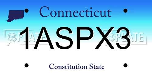 1ASPX3 Connecticut License Plate