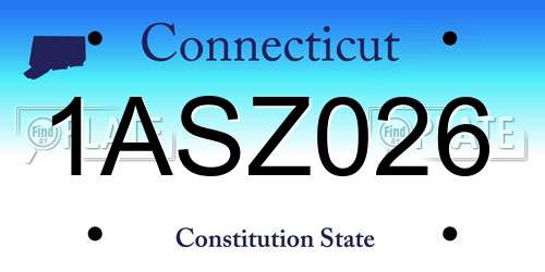 1ASZ026 Connecticut License Plate