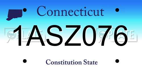 1ASZ076 Connecticut License Plate