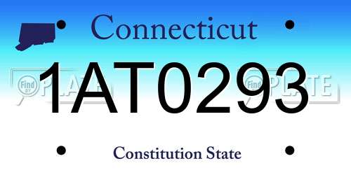 1AT0293 Connecticut License Plate