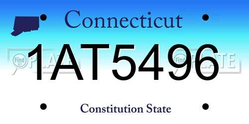 1AT5496 Connecticut License Plate
