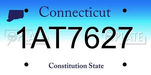 1AT7627 Connecticut License Plate