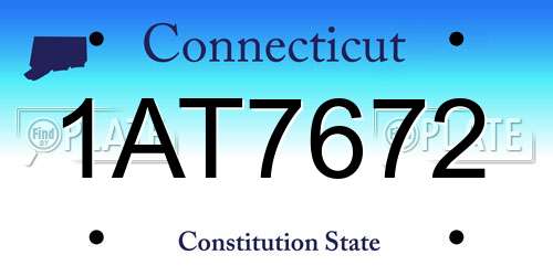 1AT7672 Connecticut License Plate