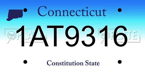 1AT9316 Connecticut License Plate