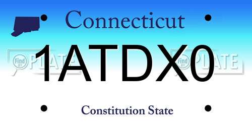 1ATDX0 Connecticut License Plate
