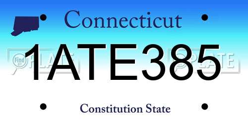 1ATE385 Connecticut License Plate